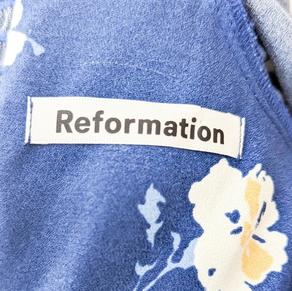REFORMATION Lumiere Dress Mini Bustier Long Sleeve Mini  Floral Dress 2 Blue - Picture 10 of 11